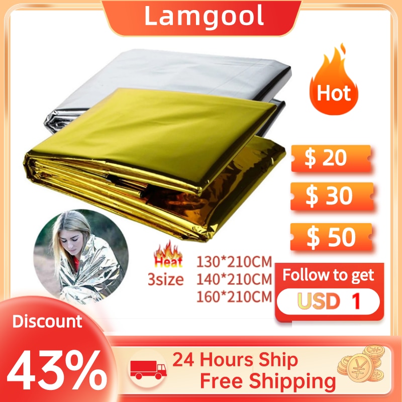 Emergency Blanket Outdoor Survive First Aid Military Rescue Kit Windproof Waterproof Foil Thermal Blanket for Camping Hiking Hot