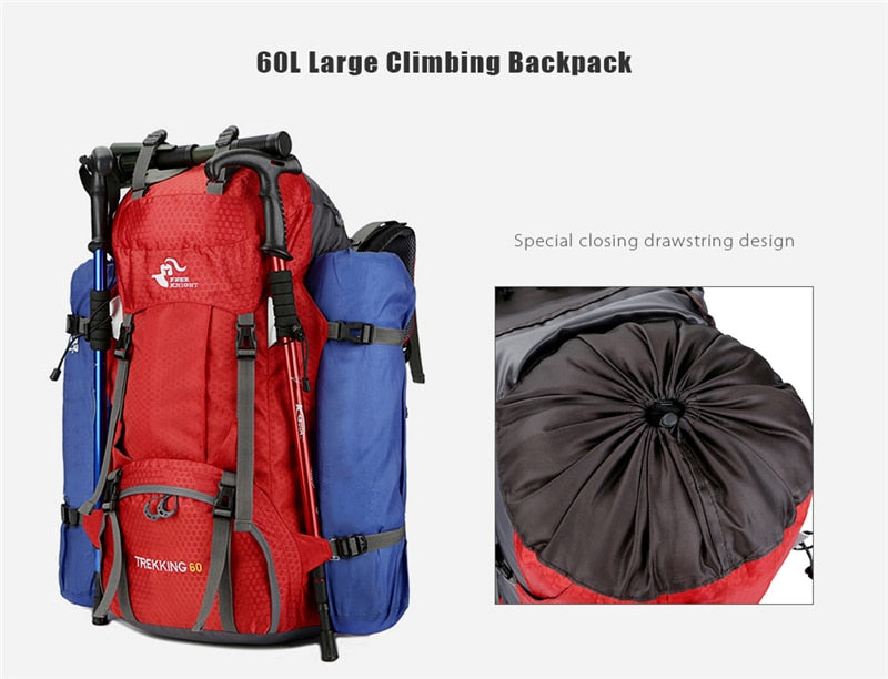 New 50L & 60L Outdoor Backpack Camping Climbing Bag Waterproof Mountaineering Hiking Backpacks Climbing Rucksack