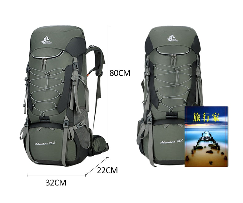 75L Camping Backpack Hiking Bag Sport Outdoor Bags With Rain Cover for Travel Climbing Mountaineering Trekking Camping Bag XA726WA