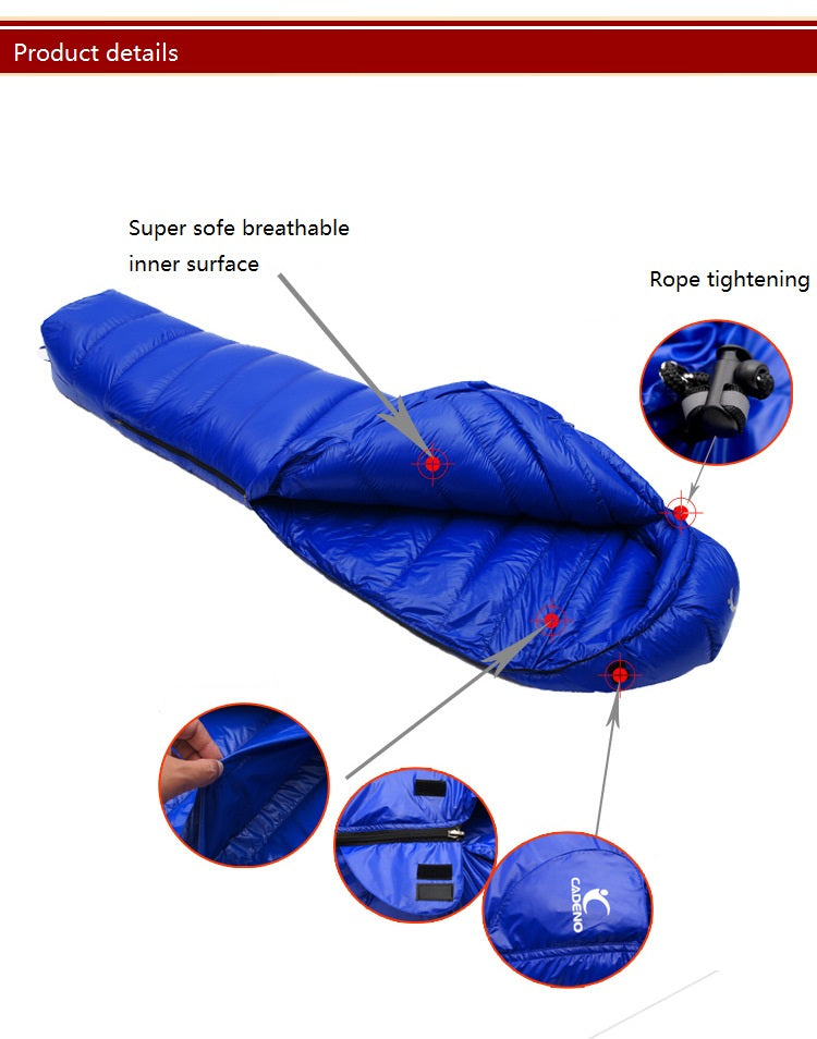 CADENO Winter Autumn Ultra Light Mummies Ultra Light Down Sleeping Bag Outdoor Travel Camping Nylon White Duck Down Sleeping Bag