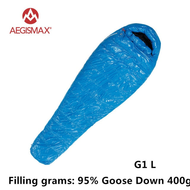 AEGISMAX 95% White Goose Down Mummy Camping Sleeping Bag Cold Winter Ultralight Baffle Design Camping Splicing FP800 G1-G5