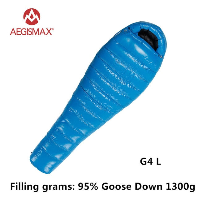 AEGISMAX 95% White Goose Down Mummy Camping Sleeping Bag Cold Winter Ultralight Baffle Design Camping Splicing FP800 G1-G5