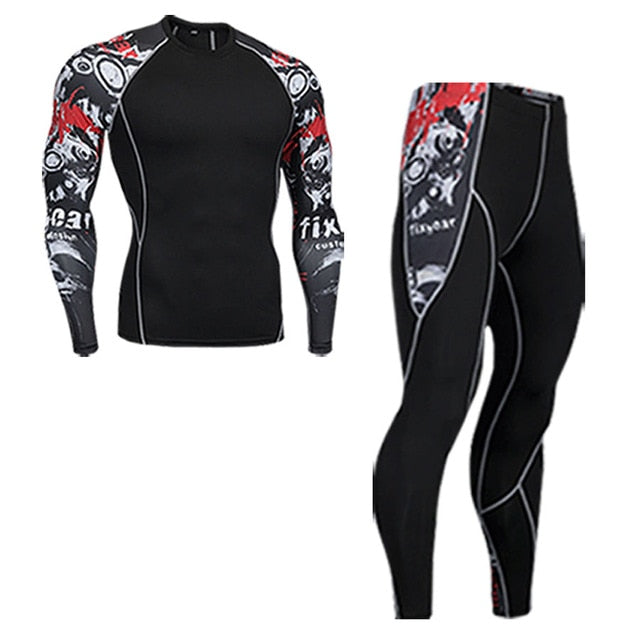 Ski Underwear Set > Men's Winter Thermal Underwear  >Running Tights  suit  > Compressed Thermal Underwear Workout Clothes 4XL