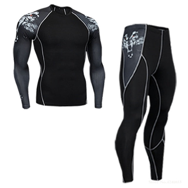 Ski Underwear Set > Men's Winter Thermal Underwear  >Running Tights  suit  > Compressed Thermal Underwear Workout Clothes 4XL