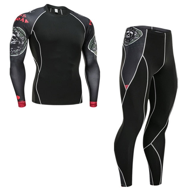 Ski Underwear Set > Men's Winter Thermal Underwear  >Running Tights  suit  > Compressed Thermal Underwear Workout Clothes 4XL