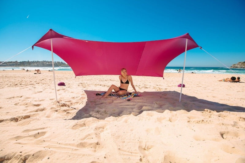 Lycra Shade Canopy with 2 Poles and Sandbags (sand not included) Lycra Fabric