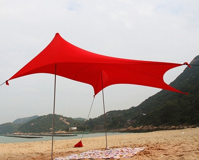 Lycra Shade Canopy with 2 Poles and Sandbags (sand not included) Lycra Fabric