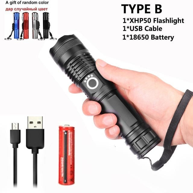 90000 lumens XLamp xhp70.2 hunting most powerful led flashlight rechargeable usb torch cree xhp70 xhp50 18650 or 26650 battery