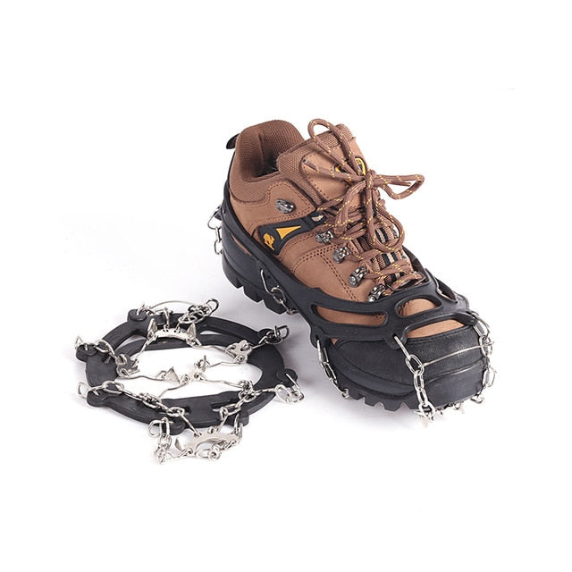 Metal Chain Crampons Traction Cleats Ice Snow Grips With 10 Spikes For Boots Climbing Hiking