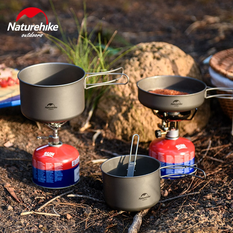 Naturehike Camping Pot Frying Pan Fold Portable Outdoor Titanium Pot Pan Titanium Tableware Titanium Cookware Camping Equipment