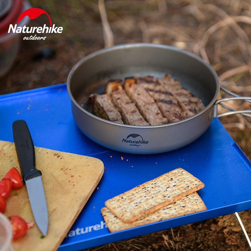 Naturehike Camping Pot Frying Pan Fold Portable Outdoor Titanium Pot Pan Titanium Tableware Titanium Cookware Camping Equipment