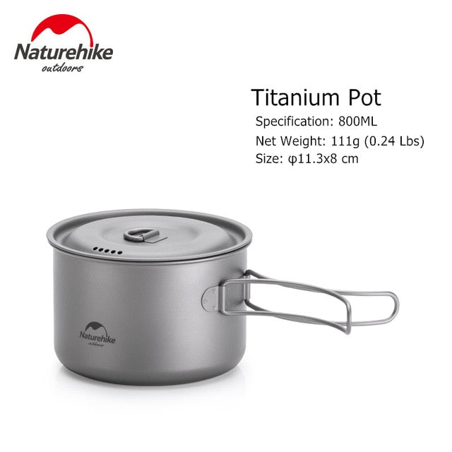 Naturehike Camping Pot Frying Pan Fold Portable Outdoor Titanium Pot Pan Titanium Tableware Titanium Cookware Camping Equipment