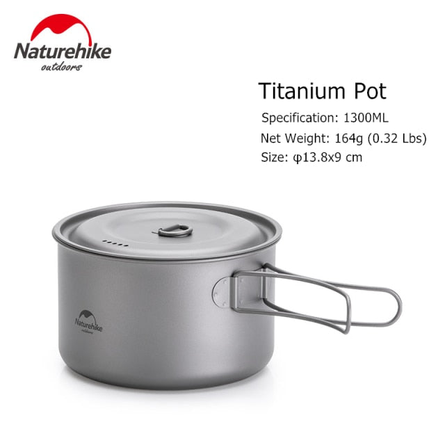 Naturehike Camping Pot Frying Pan Fold Portable Outdoor Titanium Pot Pan Titanium Tableware Titanium Cookware Camping Equipment