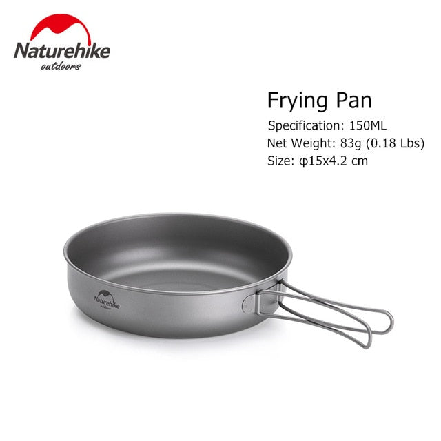 Naturehike Camping Pot Frying Pan Fold Portable Outdoor Titanium Pot Pan Titanium Tableware Titanium Cookware Camping Equipment