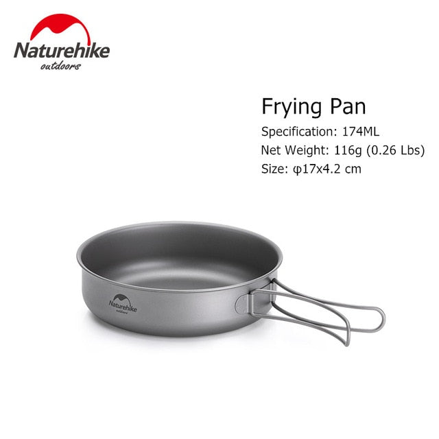 Naturehike Camping Pot Frying Pan Fold Portable Outdoor Titanium Pot Pan Titanium Tableware Titanium Cookware Camping Equipment