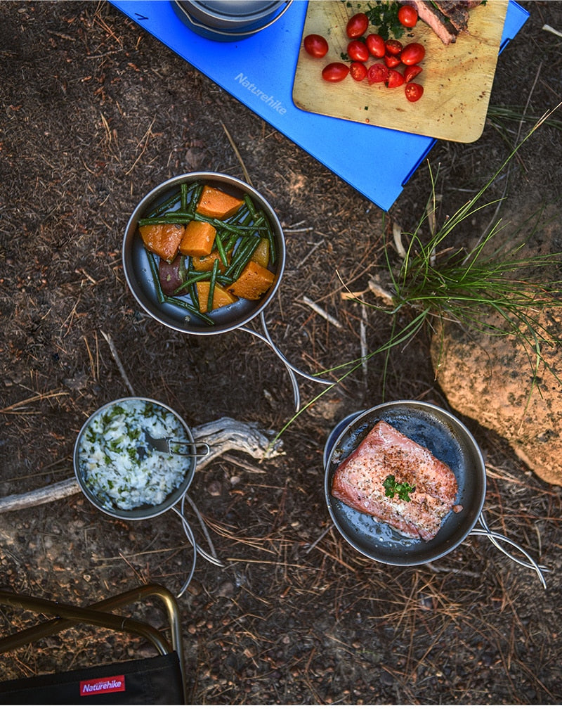 Naturehike Camping Pot Frying Pan Fold Portable Outdoor Titanium Pot Pan Titanium Tableware Titanium Cookware Camping Equipment