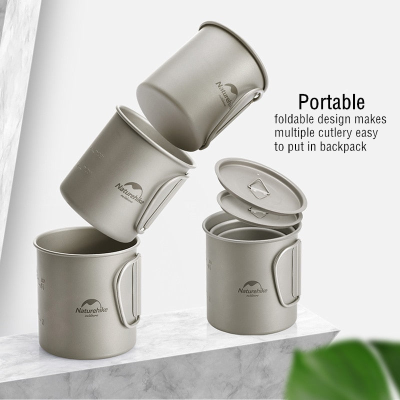 Naturehike Titanium Cup Titanium Bowl Titanium Mug Camping Cookware Outdoor Backpacking Titanium Tableware Camping Equipment