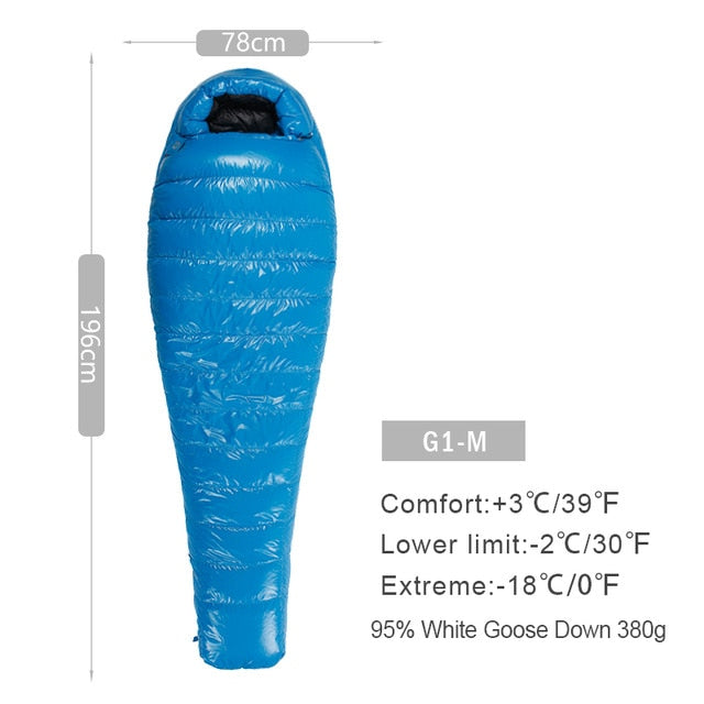 AEGISMAX G Series White Goose Down Mummy Camping Sleeping Bag Ultralight Baffle Design Outdoor Hiking Nylon Sleeping Bag