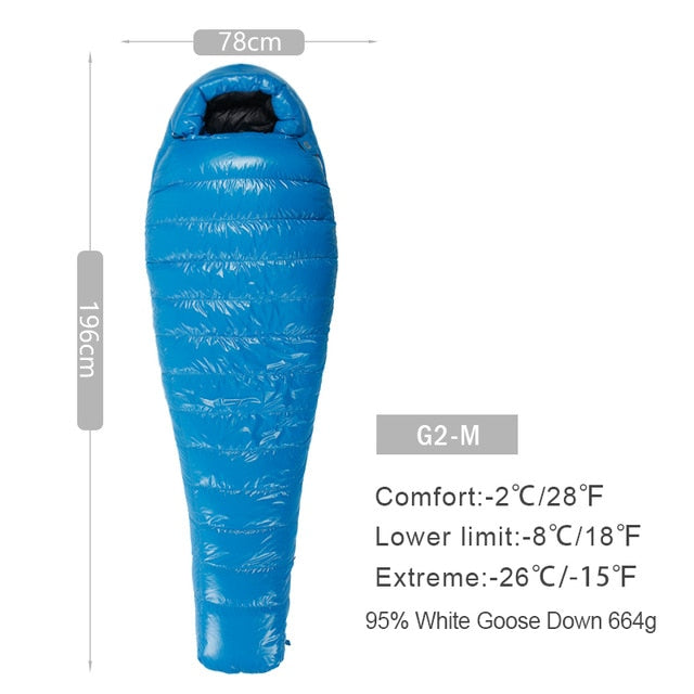 AEGISMAX G Series White Goose Down Mummy Camping Sleeping Bag Ultralight Baffle Design Outdoor Hiking Nylon Sleeping Bag