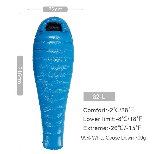 AEGISMAX G Series White Goose Down Mummy Camping Sleeping Bag Ultralight Baffle Design Outdoor Hiking Nylon Sleeping Bag