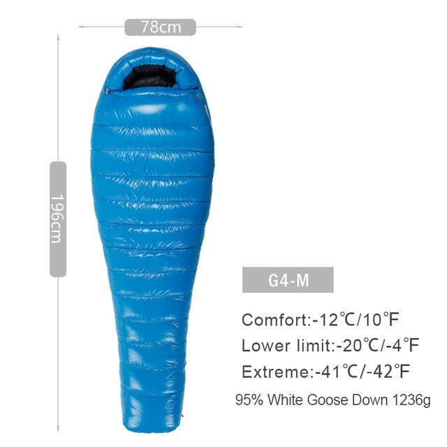 AEGISMAX G Series White Goose Down Mummy Camping Sleeping Bag Ultralight Baffle Design Outdoor Hiking Nylon Sleeping Bag