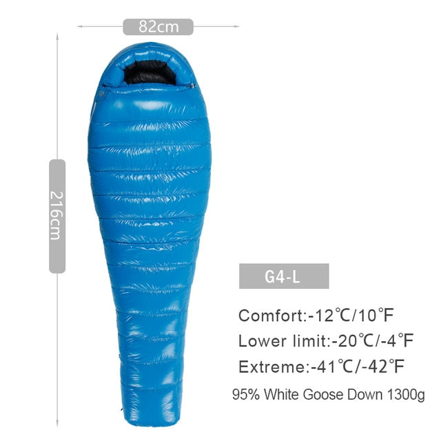 AEGISMAX G Series White Goose Down Mummy Camping Sleeping Bag Ultralight Baffle Design Outdoor Hiking Nylon Sleeping Bag