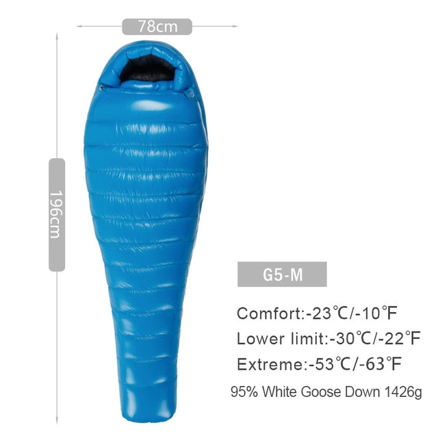 AEGISMAX G Series White Goose Down Mummy Camping Sleeping Bag Ultralight Baffle Design Outdoor Hiking Nylon Sleeping Bag