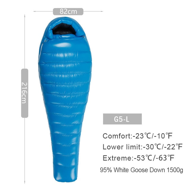 AEGISMAX G Series White Goose Down Mummy Camping Sleeping Bag Ultralight Baffle Design Outdoor Hiking Nylon Sleeping Bag