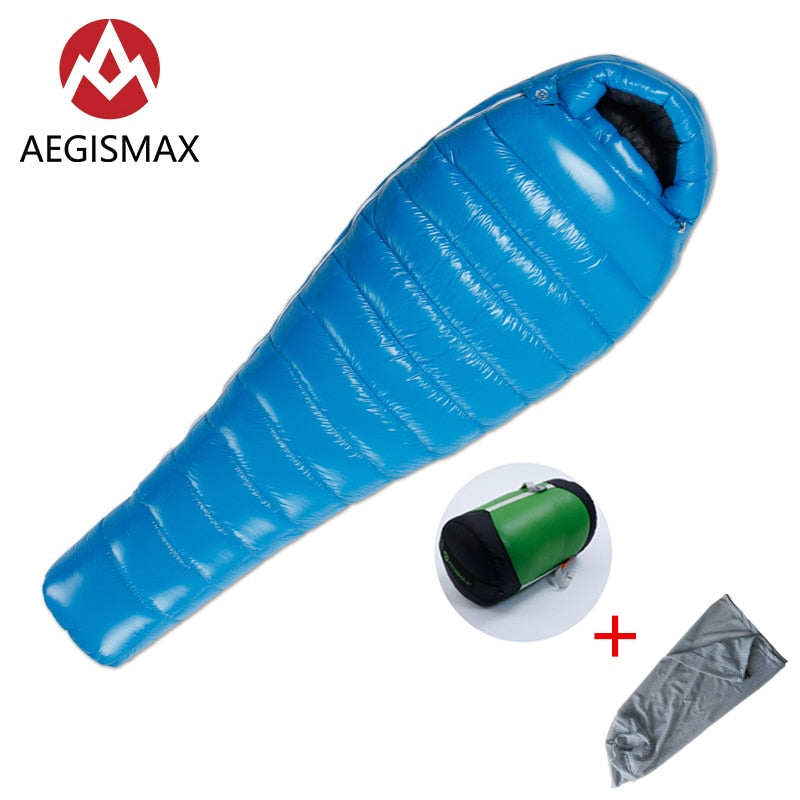 AEGISMAX G Series White Goose Down Mummy Camping Sleeping Bag Ultralight Baffle Design Outdoor Hiking Nylon Sleeping Bag